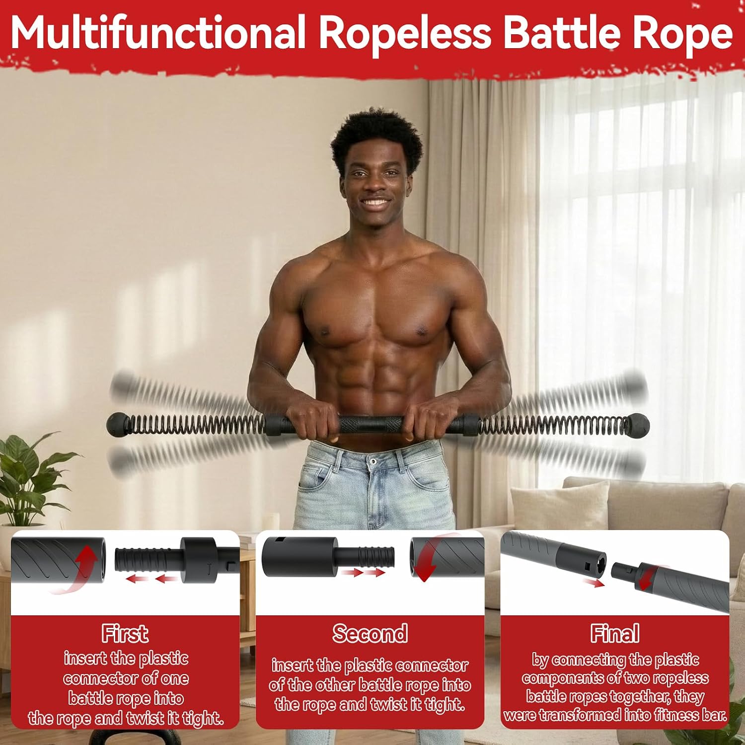 Crossfit Full Gear - 2-in-1 Upgraded Cordless Battle Rope Power